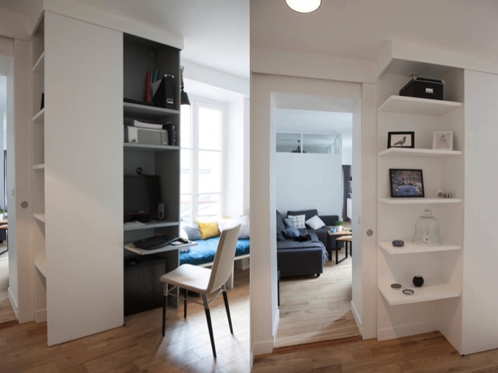 3 en 1: bureau/biblio, cache-porte salon par Atelier SyB